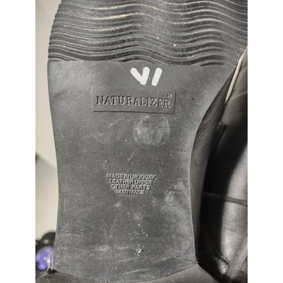 Naturalizer Womens Ankle Boots Black Leather Block Heels Lace Up Apron Toe 8 - Picture 8 of 8